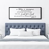 Be Strong And Courageous Sign Bible Verse Framed Wall Art, 32''×12'' Rustic Religious Christian Proverbs 3:5-6 Sign, Horizontal Holy Inspirational Catholic Scripture Decor