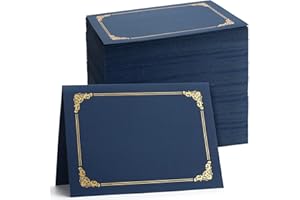 Fainne 80 Pieces Certificate Holders Diploma Holders Document Holder Certificate Covers Certificate Folders with Gold Foil Border for Letter Size 8.5 x 11 Inches Diploma Documents Awards (Navy Blue)