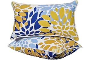 XXPILOS Outdoor Lumbar Pillows - Decorative Pillows with Insert Included Set of 2 Outdoor Pillows for Patio Furniture 12x20 Inch