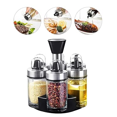 6-Piece Revolving Spice Rack Set with Olive Oil Jamaica Ubuy