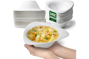 Paper Bowls Heavy Duty 14OZ Triangle Eco-Friendly Disposable Bowl Bulk Ice Cream Cups for Soup,Hot Food,Salad,Dessert (100PCS