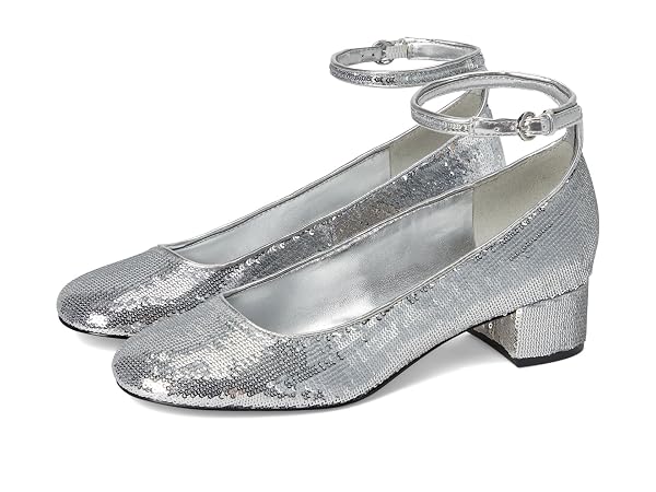 NINE WEST WOMENS AMAIZE SILVER SEQUIN 9.5 MEDIUM