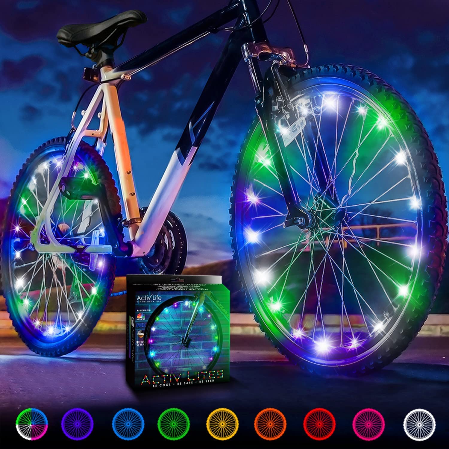 Photo 1 of Activ Life Bike Wheel Lights (2 Tire, Pastel) Top Easter Basket Stuffers for Kids Girls Boys Teen Gifts; Best Spring Break Essentials & Beach Vacation Must Haves; Cool Family Fun Bday Presents