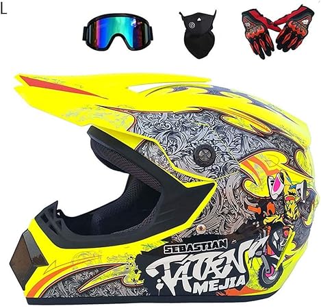 Casque hors route quatre saisons Casque complet pour hommes Casque de moto Casque de course sur route Casque pour casque hors route Lunettes /&agrave; quatre pi/&egrave;ces Plus Masque Plus Gants
