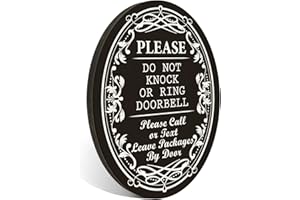 FTONENI Please Do Not Knock or Ring Doorbell Sign, Please Call or Text Sign, Leave Packages By Door Signs for Indoor/Outdoor Home, Office or Business Use, 4" x 5" (with Strong Adhesive Tape) - PMB006