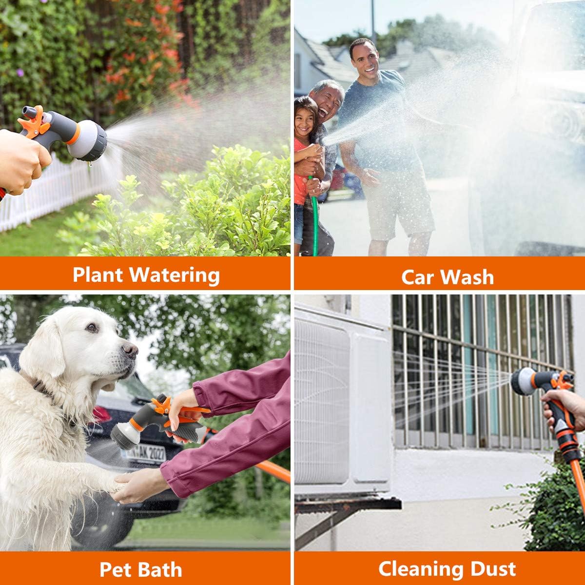 PATHONOR Water Hose Nozzle, Hose Spray Nozzle Garden Hose Nozzle Heavy Duty high Pressure with 8 Adjustable Watering Spray Patterns for Watering Garden, Cleaning, Washing Cars, Showering Pets : Garden & Outdoor