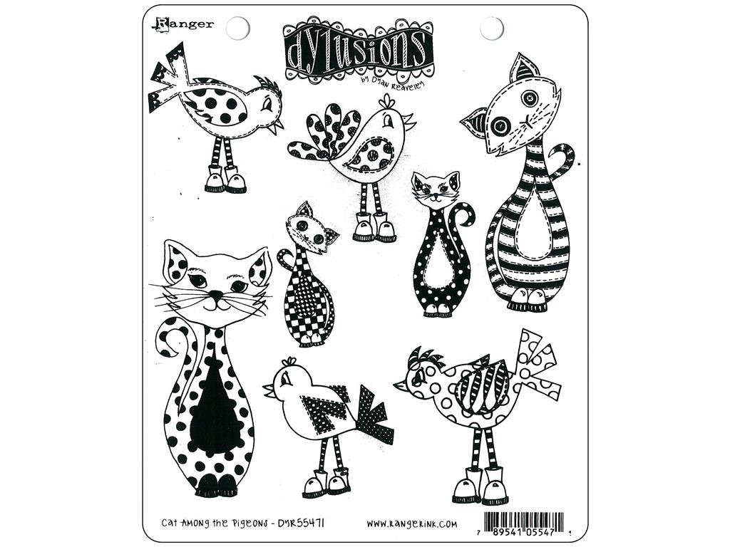 Ranger Dylusions Cat Among the Pigeons Stamp, Multi-Colour