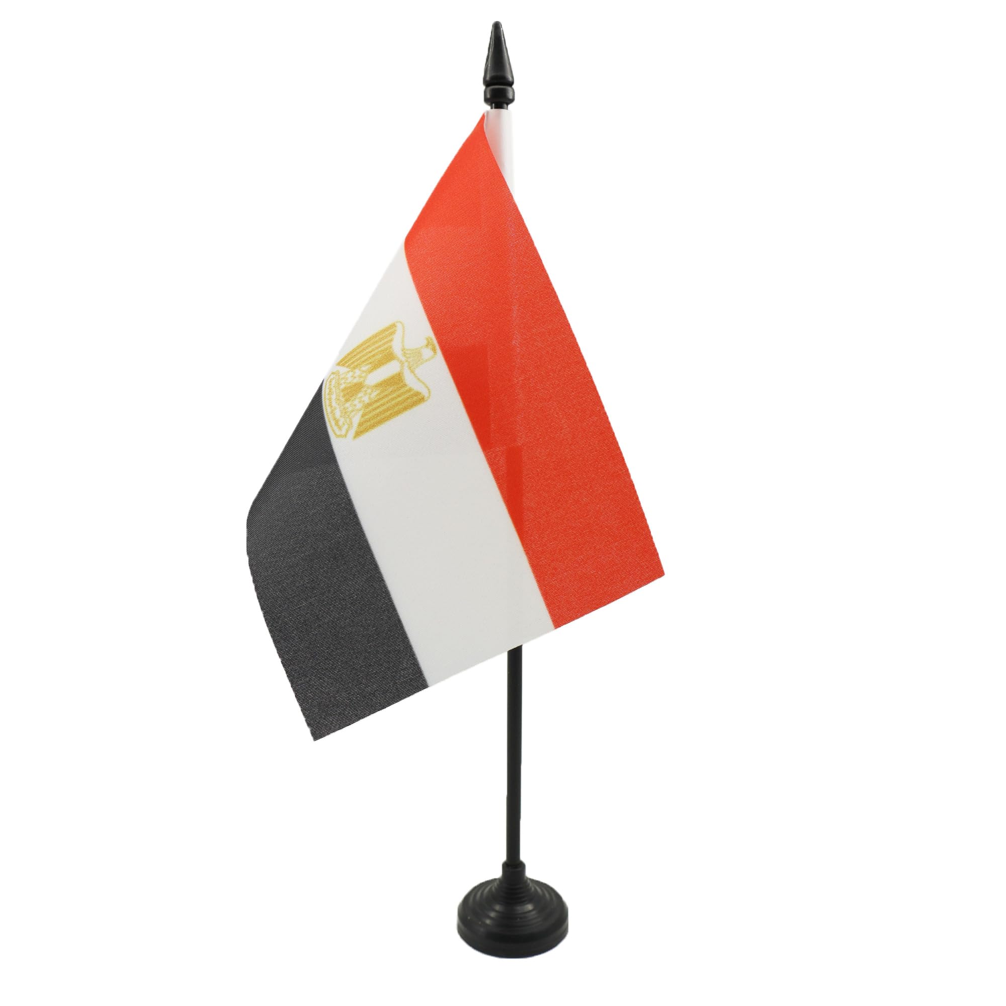 Photo 1 of Egypt Table Flag 4'' x 6'' - Egyptian Desk Flag 15 x 10 cm - Black plastic stick and base - AZ FLAG