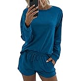 Ekouaer Womens Pajama Sets 2 Piece Lounge Set Casual Long Sleeve Loungewear Matching Sleepwear