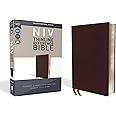 NIV, Thinline Reference Bible (Deep Study at a Portable Size), Bonded Leather, Burgundy, Red Letter, Comfort Print