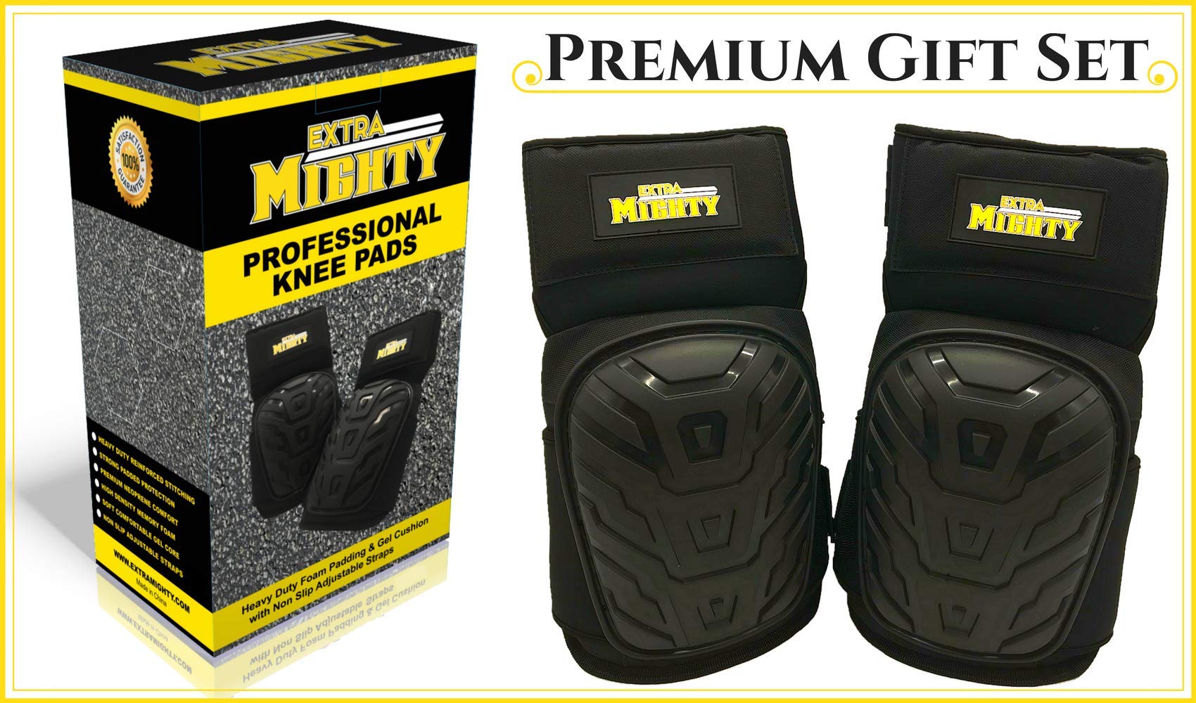 ExtraMighty Professional Knee Pads Heavy Duty Foam Padding and