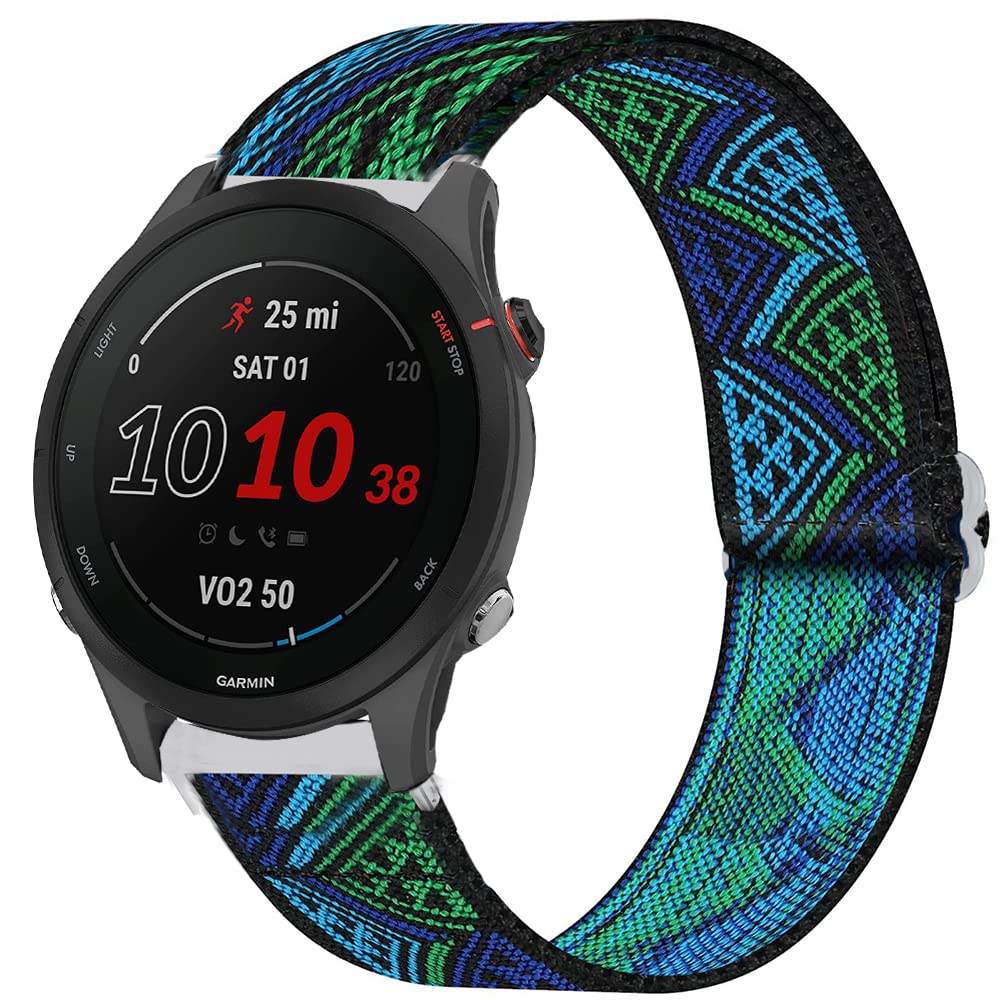 Compatible for Garmin Forerunner 255 Band, Stretch Elastics Nylon Adjustable Replacement Strap Accessories Compatible for Garmin 255 46mm / 255S 41mm Smartwatch (41mm case Forerunner 255S, Blueprint)