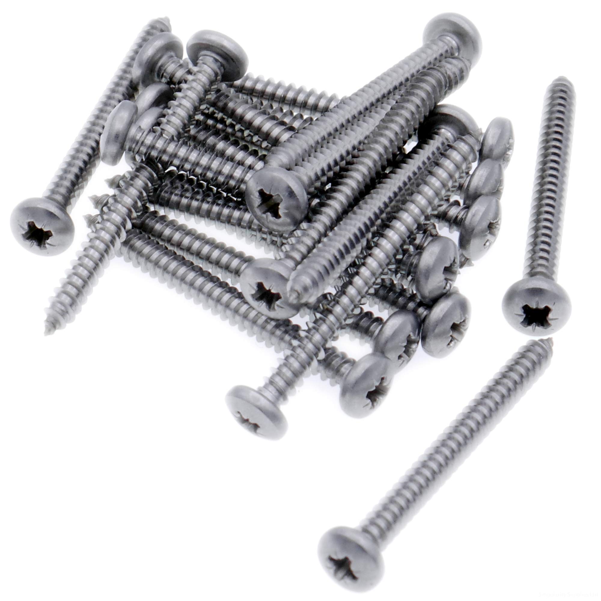 No.10 x 2.5 (4.8mm x 60mm) Pozi Pan Self-Tapping Screw - Stainless Steel (A2) (Pack of 20)