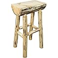 Montana Woodworks Montana Collection Counter Height Half Log Barstool with Exterior Finish