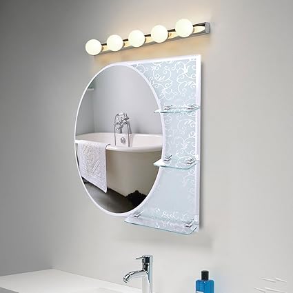 Raj Frameless Fancy Mirror with 3 Shelf , 18 inch* 24 inch .