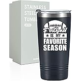 Onebttl Football Coach Gifts: 20 oz Stainless Steel Travel Tumbler with Lid & Straw, Black (Favorite Season)