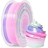 RAMBERY 3D Printer Filament 1.75mm Silk Rainbow PLA Filament Fast Color Change Multi-Color 3D Printing Filament, Pink Purple Mint Green, 1kg(2.2lbs)