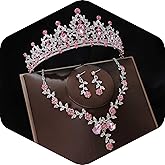 Kamirola Tiaras and Crowns for Women,Tiaras Earrings Necklace, Crystal Bridal Jewelry Set, Costume Party Halloween Prom Pageant Jewelry for Women(TR45)