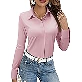 siliteelon Womens Button Down Shirt Long Sleeve Stretch Dress Shirt Collared Work Shirt Wrinkle Free Office Blouse Top