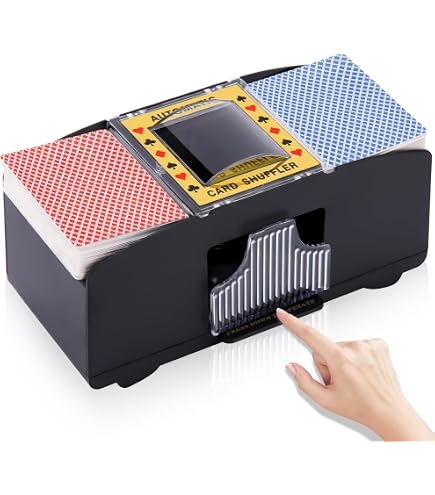 Mélangeur de cartes automatique, Mélangeur de cartes rechargeable à 2 jeux, Machine à mélanger les cartes à faible bruit, Mélangeur électrique à piles