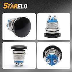 STARELO 19mm Momentary Push Button Switch Mushroom