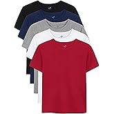 YERIOK 5 Pack Boys Shirts Short Sleeve Shirts for Boys Cotton T-Shirts Kids Toddler Tshirts Tees Clothes Summer Tops