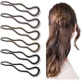 ANBALA French Hair Pins U-Shaped Wavy Design, Matte Finish Plastic Updo Pins for Women, French Twist Bun Clips for Fine/Thick Hair, 6 Pack