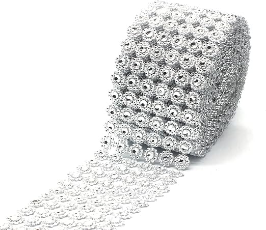 Amazon Com 6 Rows Silver Flower Diamond Rhinestone Ribbon Wrap