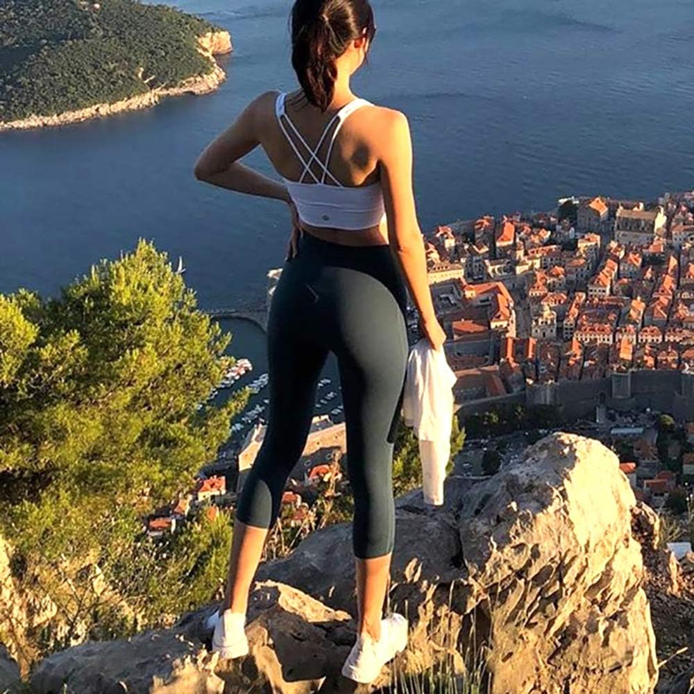 yeuG High Waist Capri Leggings for Women - Tummy Control Yoga Pants for Workout Athletic Exercise Sport Running Cycling 1/3 Pack of Yoga Pants (041-1 Pack Navy, Small-Medium): Clothing