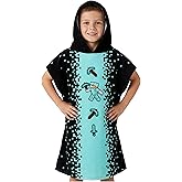 Get Trend Minecraft Towelling Poncho Kids Teenagers Hooded Bath Towels Absorbent Creeper Beach Towel for Bathroom Pool Vacation Holiday Essentials (Black/Blue, 10-13 Years)