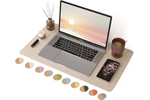 RENMTURE Desk Pad, Cork & PU Leather Desk Mat, Large Mouse pad, Non-Slip Desk Protector and Blotter, Waterproof Writing Pad, Desk Accessories and Organizers for Home Office (Golden,23.6" x 13.7")