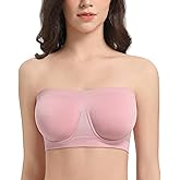 Lemorosy Women's Invisible Seamless Non-Padded Underwire Bandeau Multiway T-Shirt Bra