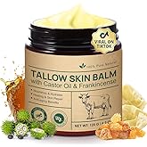 Tallow Castor Frankincense Oil Cream, Beef Tallow for Skin Care with Castor & Frankincense Oil Balm, Moisturising Cream for Face & Body for Sensitive and Dry Skin, Anti-Ageing 4.2 Fl Oz