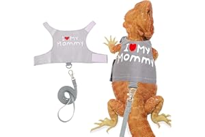 WEVONIGU Bearded Dragon Adjustable Clothes Harness with Leash,Bearded Dragon Harness Leash Set for Lizards,Chameleon, Traction Rope Walking Leash Reptile Halloween Costume Accessories