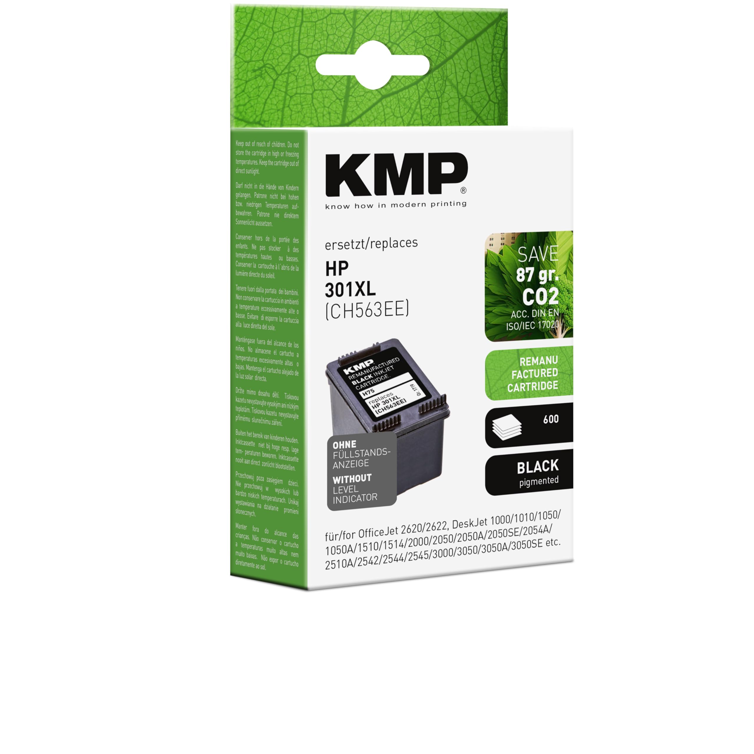 KMP H75 Replaces HP 301XL Ink Cartridges – Black