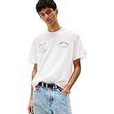Tommy Jeans Mens Short Sleeve Cotton Graphic T-Shirts with Printed Letters Design