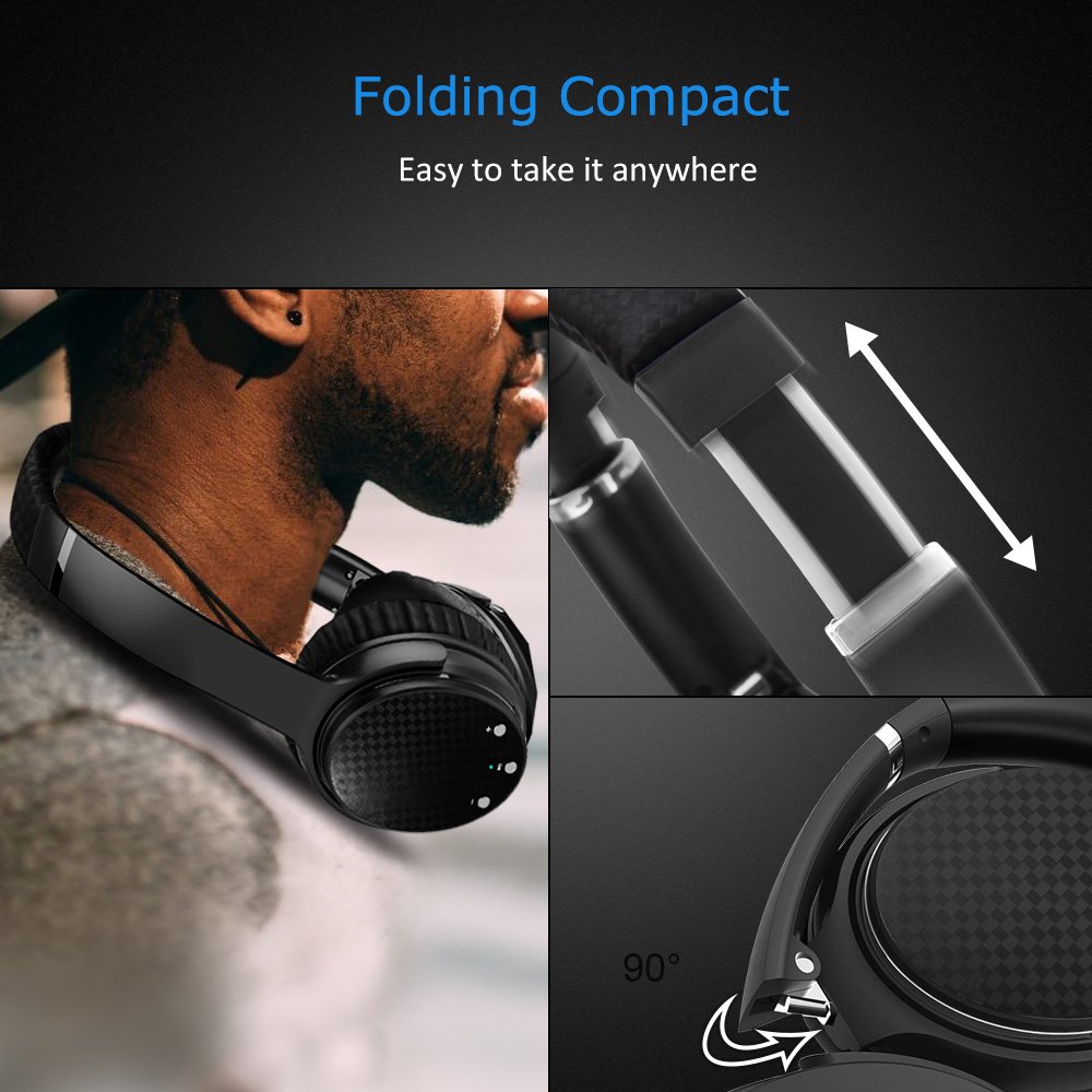 Active Noise Cancelling Bluetooth Headphones,Lobkin Wireless Headphones Over Ear with Microphone, Foldable Headphones with aptX HiFi Stereo Sound,fit for Aeroplane Travel work PC and more