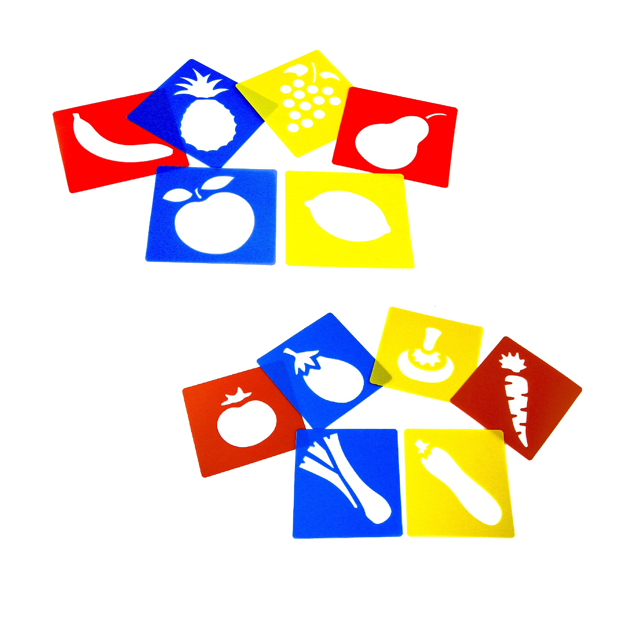 Washable Plastic Stencils | Fruit & Vegetable | Pack of 12 Stencils