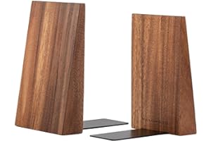 Muso Wood Book Ends, Thickened Wooden Bookends for Heavy Books, Creative Decorative Bookends for Shelves, Non-Skid Book Ends, Handmade Acacia Wood Bookends