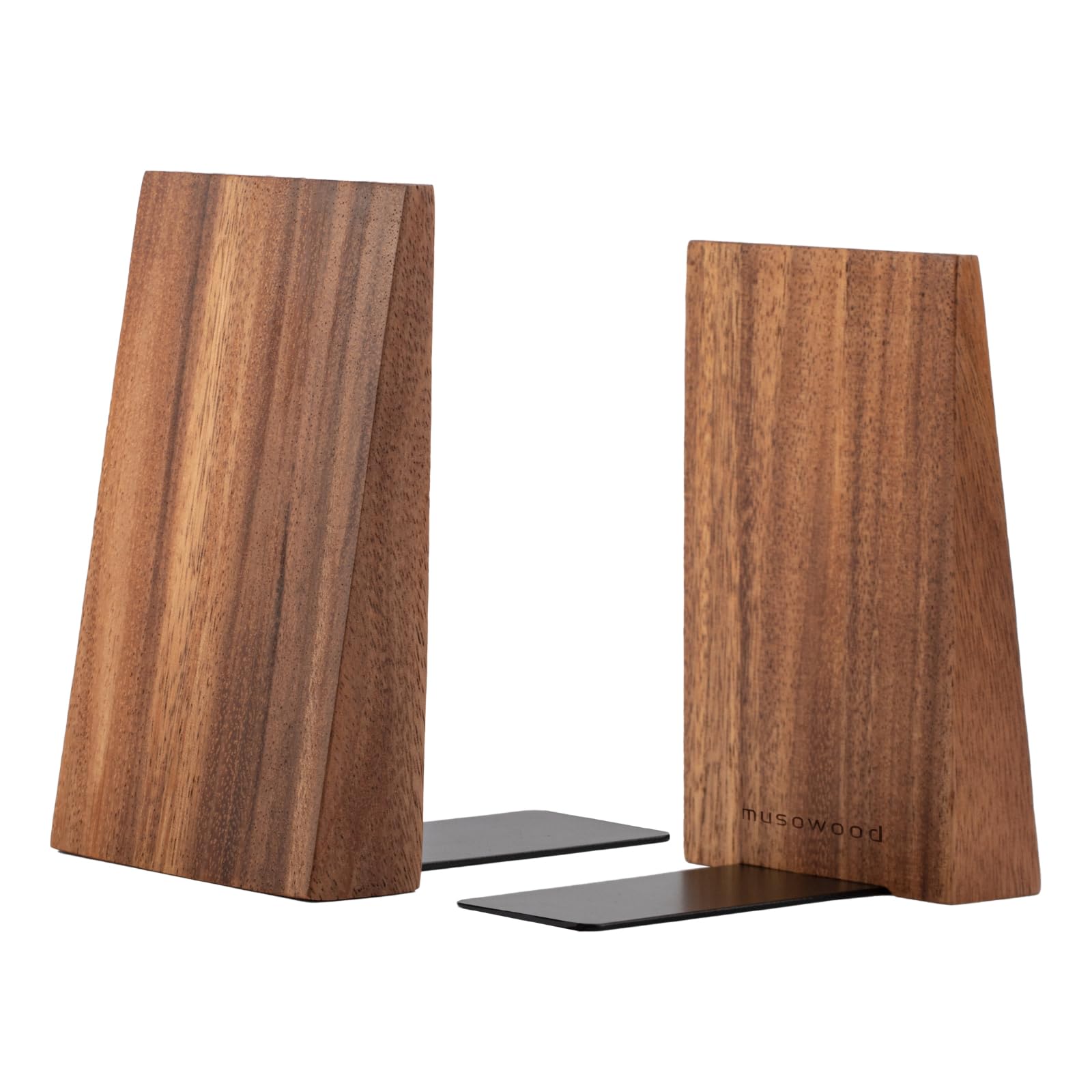 Muso Wood Wooden Bookends, Book Holder for Shelves, Decorative Bookends (Acacia - 1 Pair)