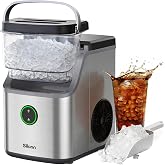 Silonn Nugget Ice Maker Countertop, Ice Basket with Handle, Quiet Operation &amp; Self Cleaning Ice Machine, Chewable Ice, 33 lbs/24H, Portable Pellet Ice Maker with Scoop for Home, Kitchen and Office