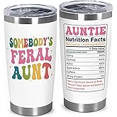 FUNITZ Somebody’s Feral Auntie Tumbler 20oz - Birthday Presents, Auntie Christmas Gift Ideas for Best Aunt Ever - Pregnancy Announcement for Aunt Gifts Travel Mug - In My Auntie Era Coffee Tumbler