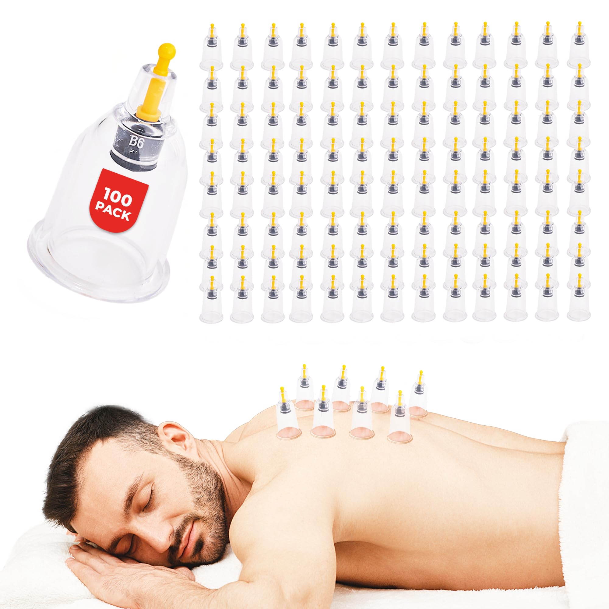 Photo 1 of [100 Pack] Bulk Hijama Cups for Cupping - B1 B2 B3 B4 B5 B6 B7 U4 U5 - B6 (34 mm / 1.34 in) - Wholesale Professional Cupping Therapy Set
