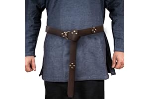 HiiFeuer Medieval PU Leather Ring Belt, Retro Renaissance Rivets Belt for LARP, Ren Faire & Halloween Parties
