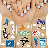 xo, Fetti Birthday Battle Gaming Temporary Tattoos - 50 Silver Foil Pcs | Video Game Accessory, Kids Party Favor, Fun Bday Activity