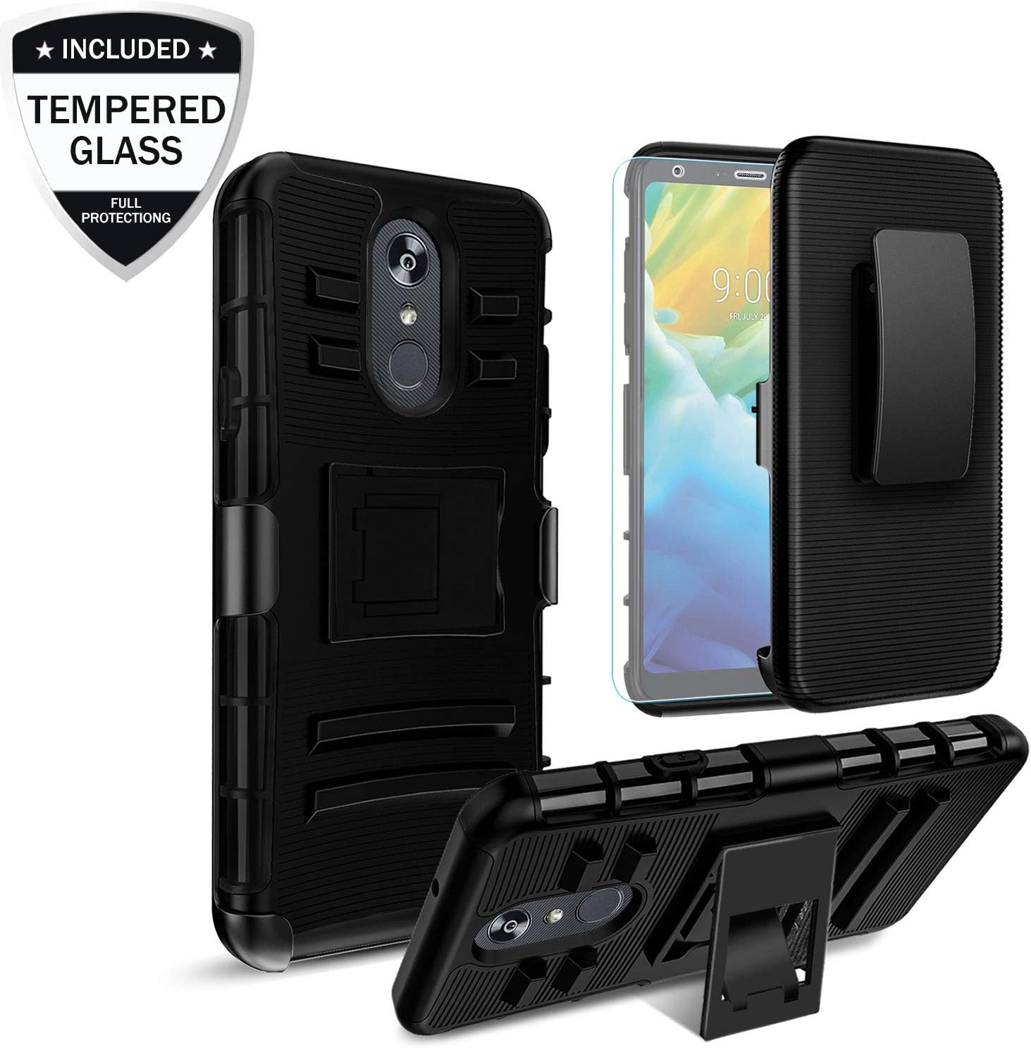 Best lg stylo 4 fullbody phone case with tempered glass