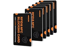 ZGAGFZ RFID Blocking Card, NFC Debit Credit Card Passport Protector, Entire Wallet Protection Blocker Set for Men & Women, Smart Slim Design Perfectly fits in Wallet and Purse (Blackorange, 6) (6)
