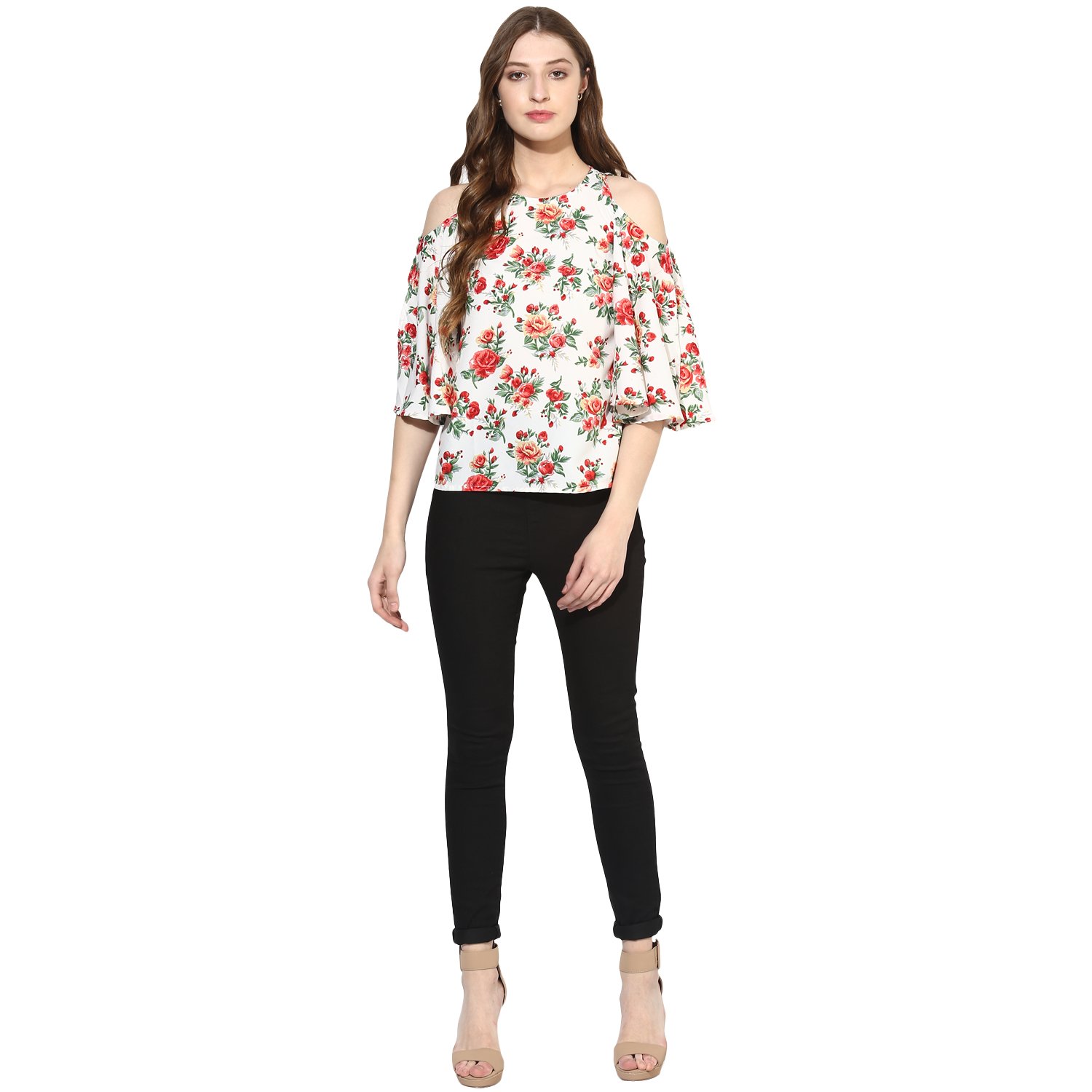 one femme women's crepe printed top