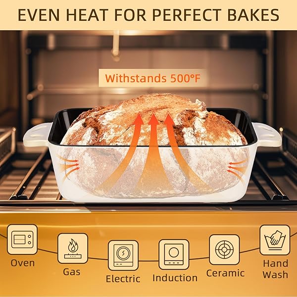 AILITOR 9X5 ENAMELED CAST IRON LOAF PAN WITH LID – 2 IN 1 BREAD PAN FOR BAKING HOMEMADE SOURDOUGH