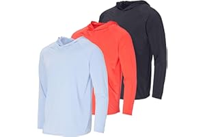 REAL ESSENTIALS 3 Pack: Men's Long Sleeve Rash Guard Hoodie Sweatshirt Sun Protection UPF UV SPF Fishing Shirt (Available in Big & Tall)